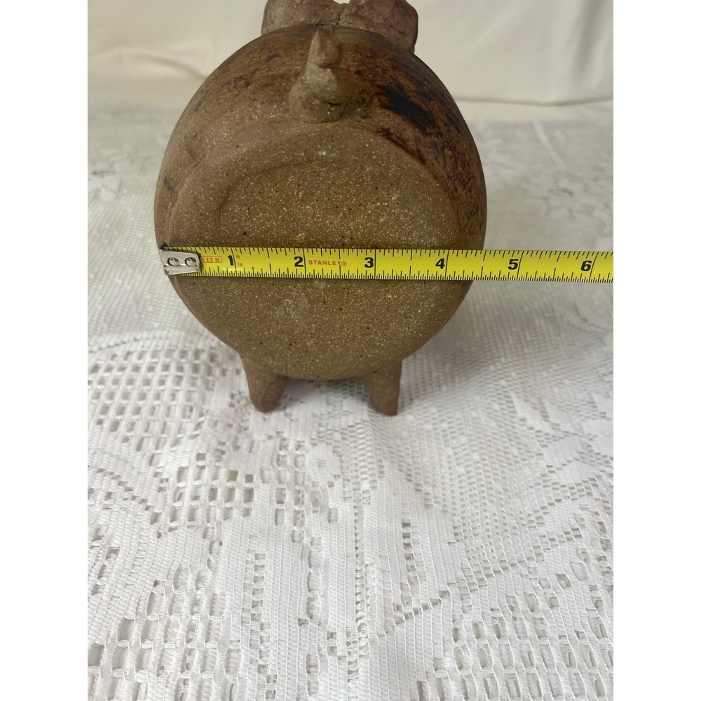 Vintage Signed Studio Pottery Piggy Bank Dorothy Beach Cork Stopper Folk Art - Picture 15 of 16